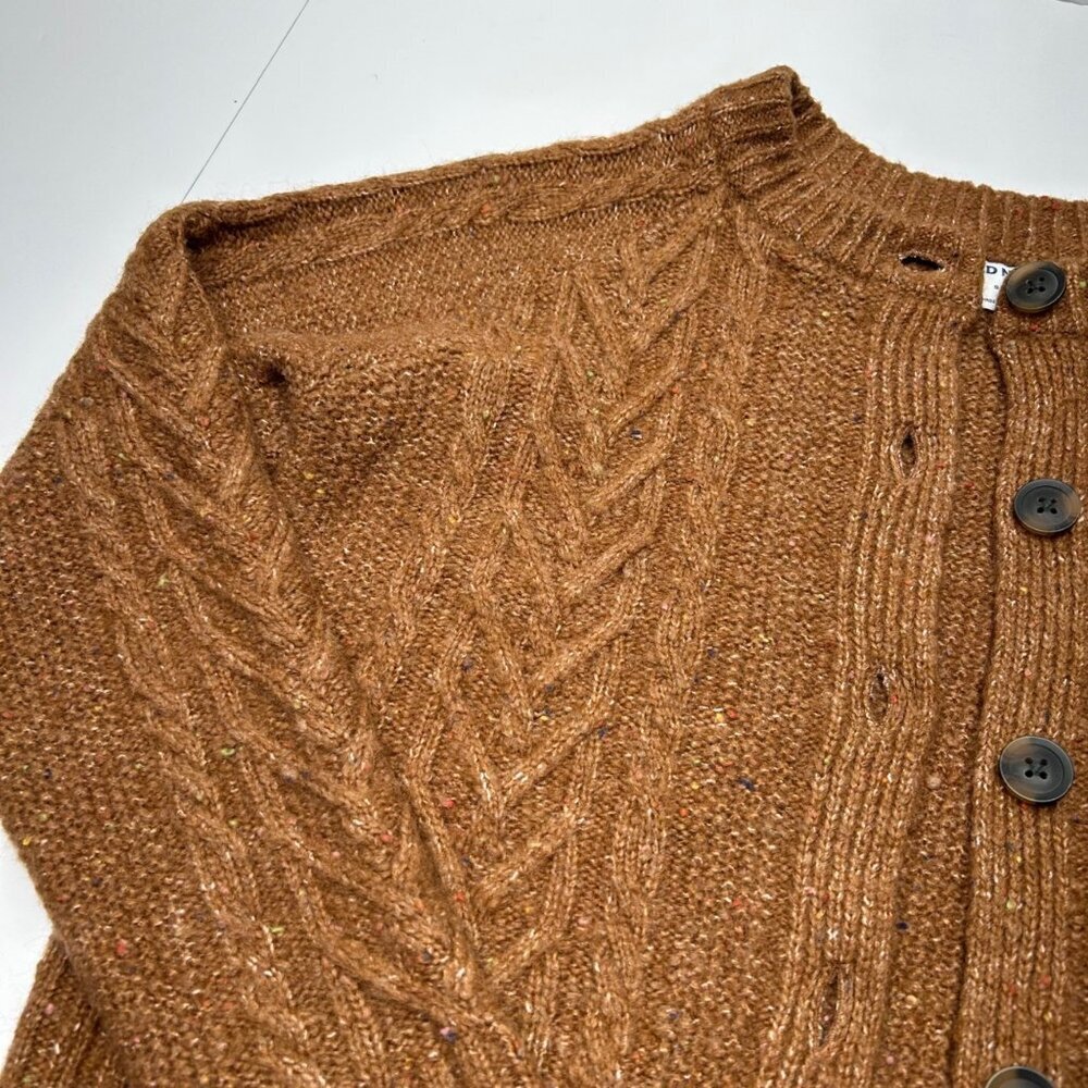 Old Navy Womens S Tall Cable Knit Button-Up Cardigan Sweater In Brown - Picture 6 of 14